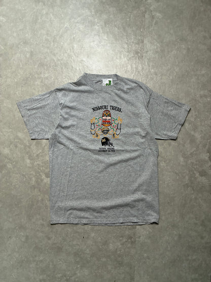 90s Vintage Mizzou Tigers Football Embroidered Grey T-Shirt -L