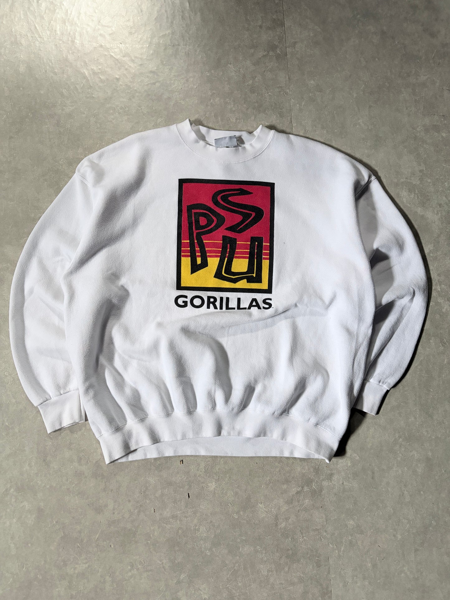 90s Vintage Pittsburgh State Gorillas White Crewneck -XXL