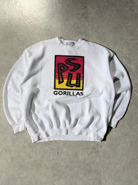 90s Vintage Pittsburgh State Gorillas White Crewneck -XXL