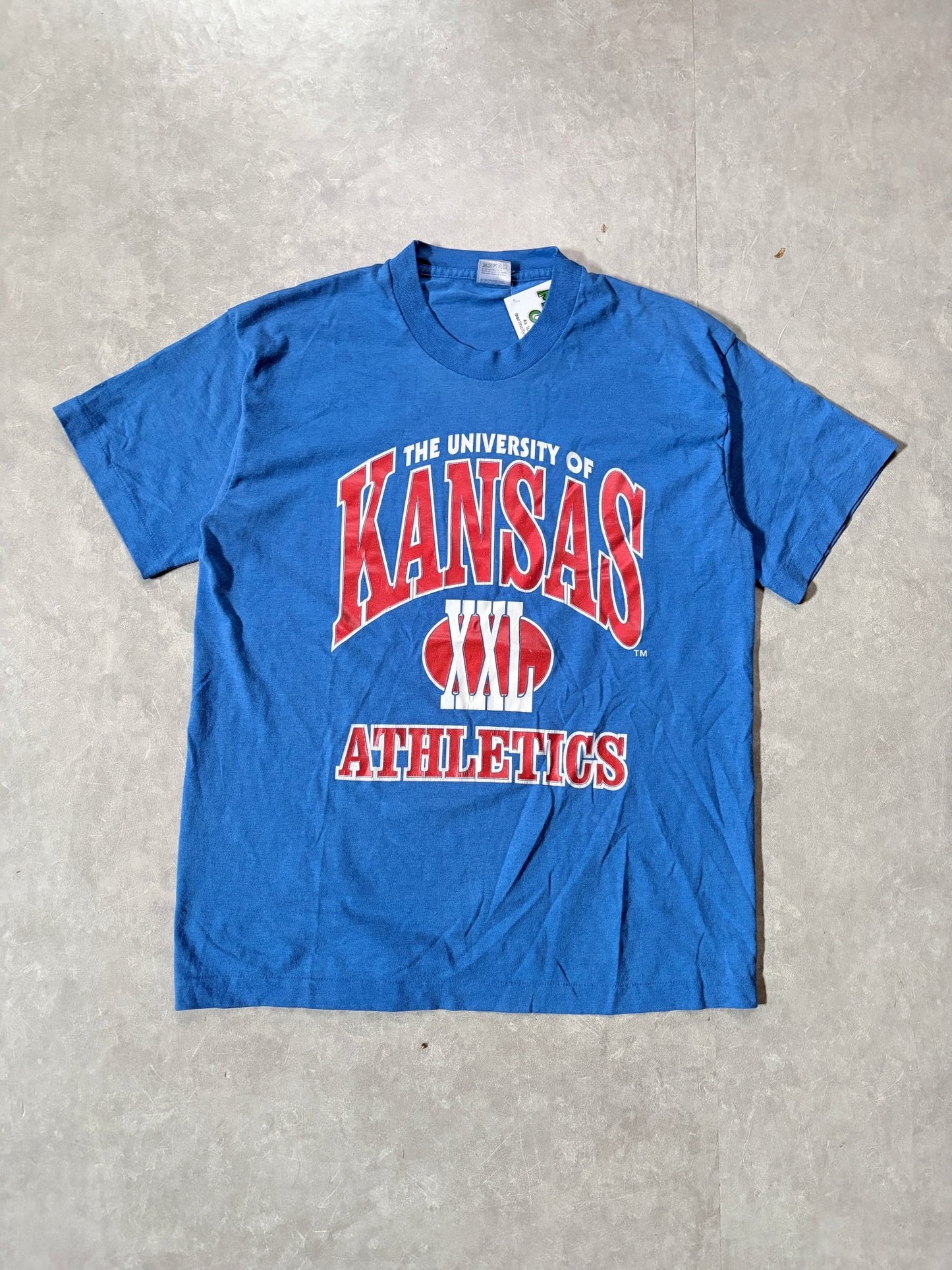 90s Vintage Kansas Jayhawks "XXL" Blue T-Shirt -L - L | Martin City Vintage