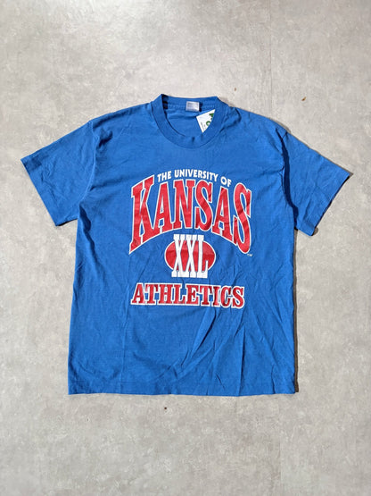 90s Vintage Kansas Jayhawks "XXL" Blue T-Shirt -L - L | Martin City Vintage