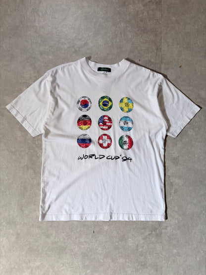 1994 Vintage FIFA World Cup Soccer Balls White T Shirt -M