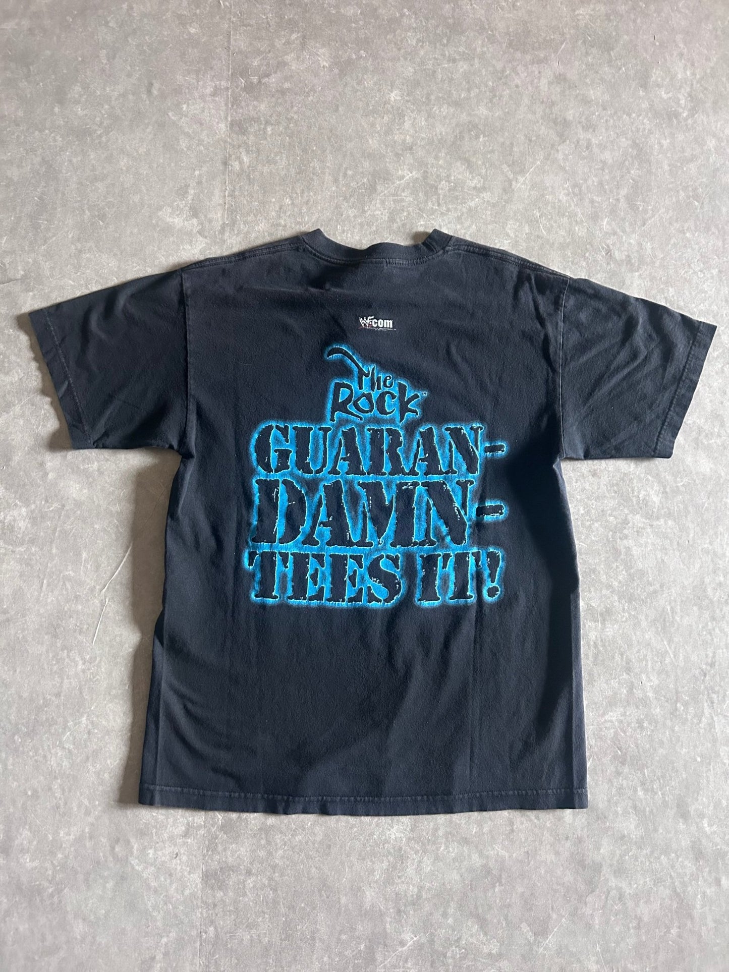 90s Vintage The Rock WWE Wrestling Black T Shirt Size L - L | Martin City Vintage