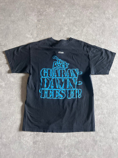 90s Vintage The Rock WWE Wrestling Black T Shirt Size L - L | Martin City Vintage