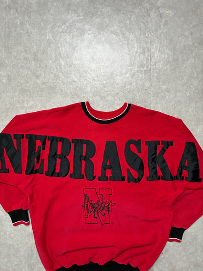 90s Vintage Nebraska Cornhuskers Legends Red Spell Out Crewneck -XXL