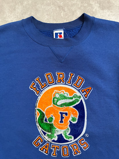 90s Vintage Florida Gators Flock Print Blue Crewneck -L