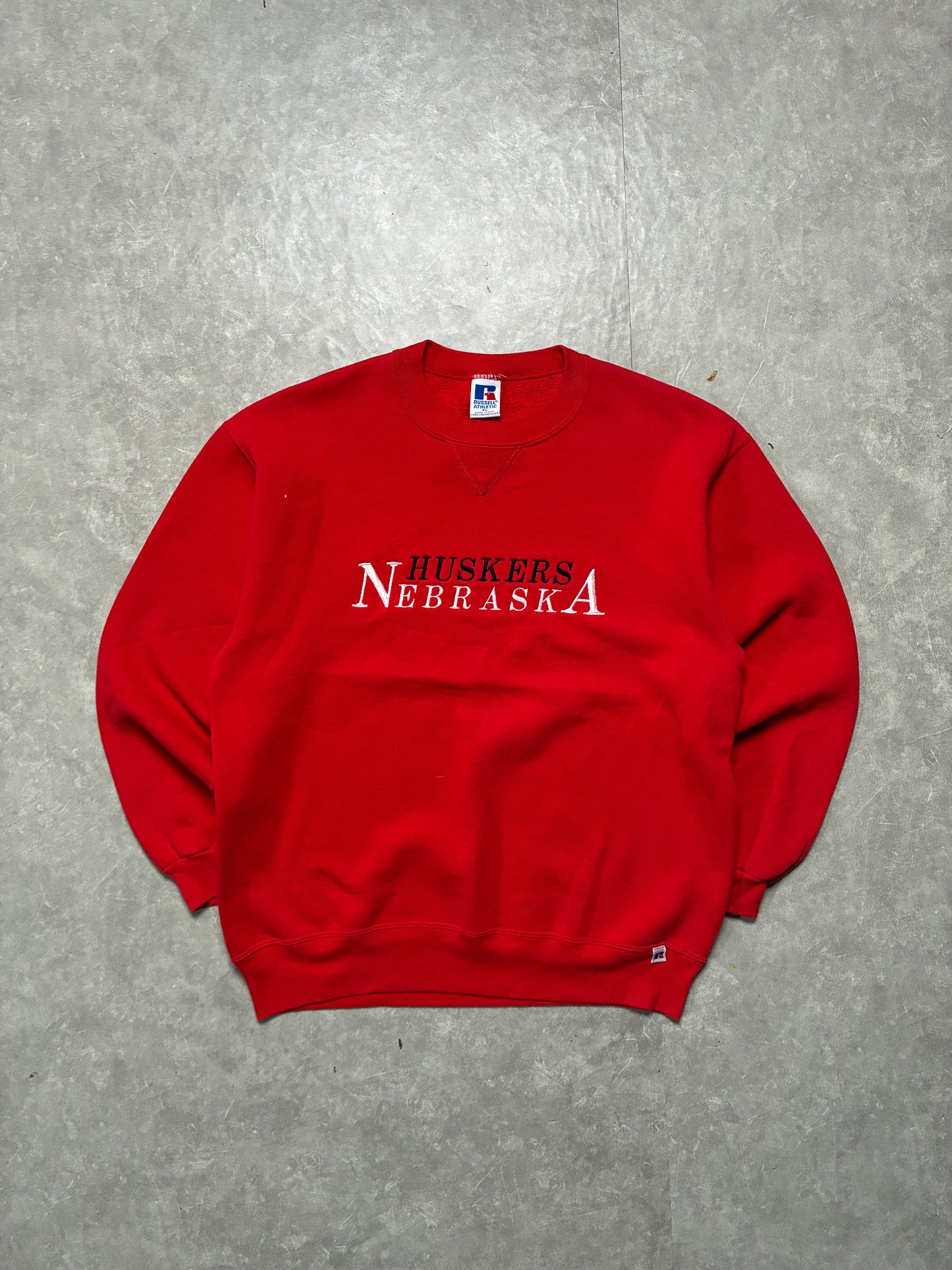 90s Vintage Nebraska Cornhuskers Embroidered Red Crewneck -XL