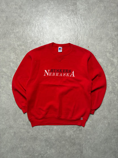 90s Vintage Nebraska Cornhuskers Embroidered Red Crewneck -XL