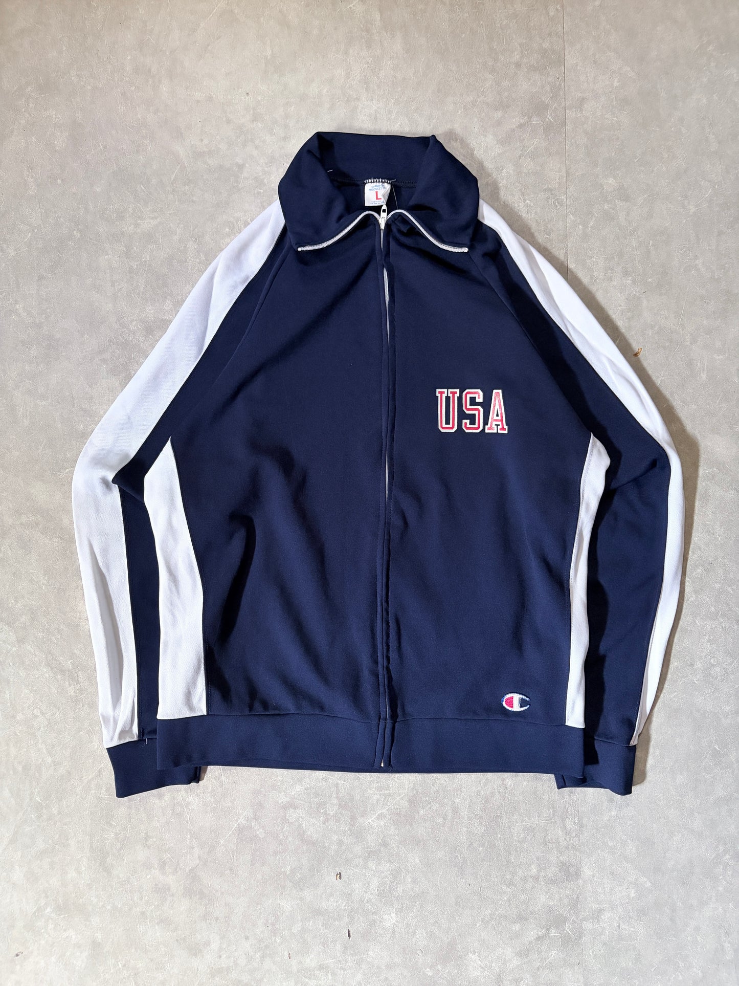 70s Vintage USA Champion Navy Zip Up Jacket -L