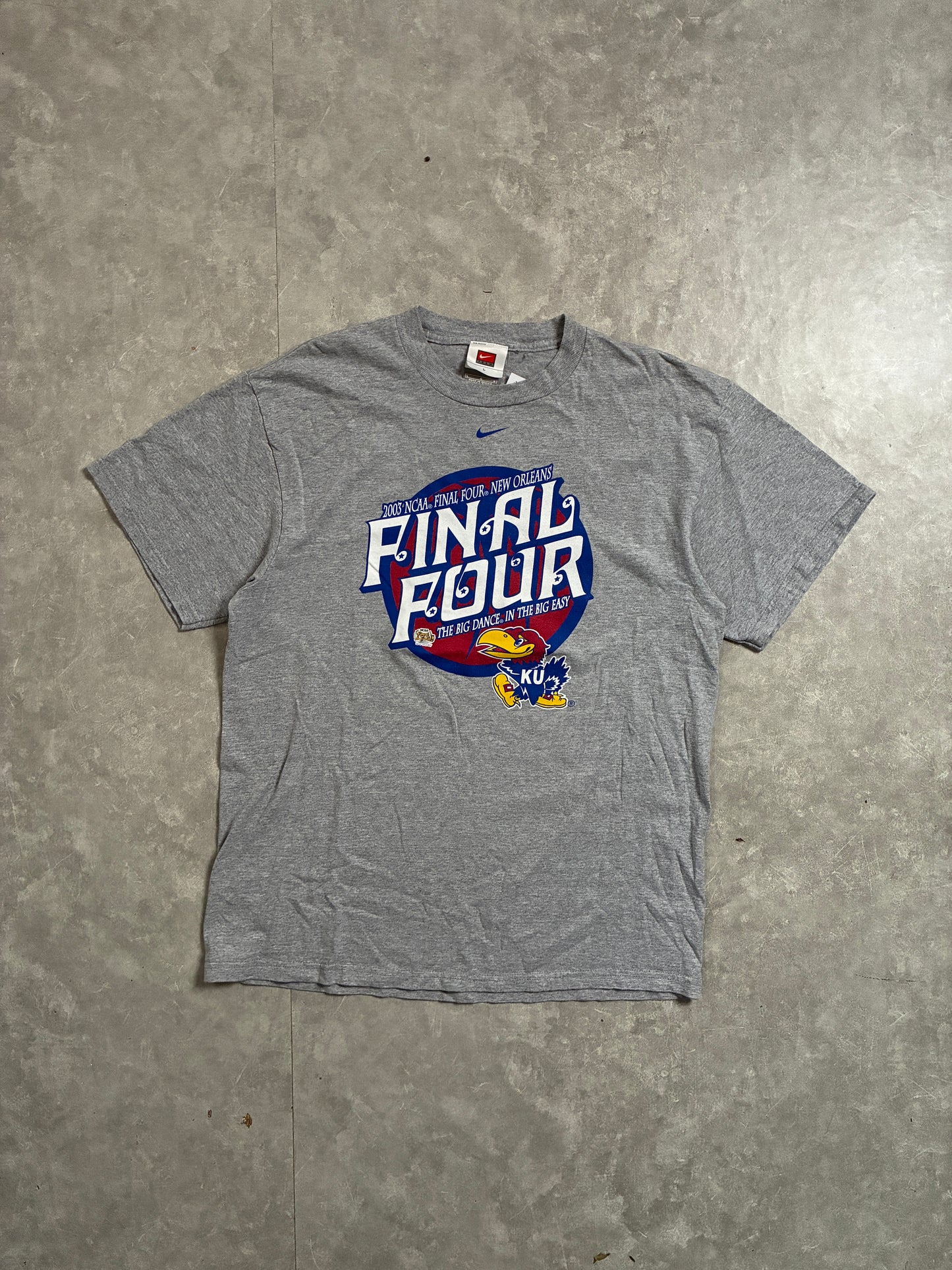 2000s Vintage Kansas Jayhawks Nike Final Four Grey T-Shirt -L