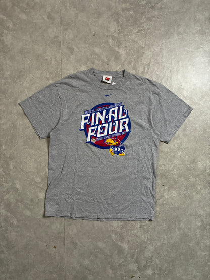 2000s Vintage Kansas Jayhawks Nike Final Four Grey T-Shirt -L