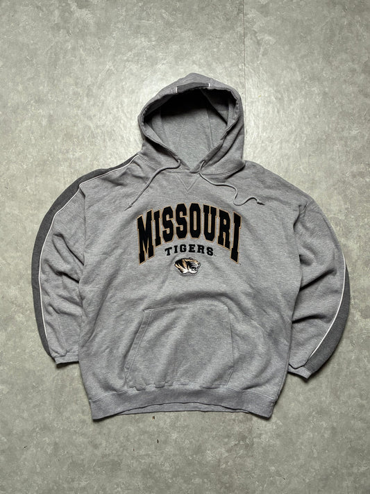 90s Vintage Missouri Tigers Embroidered Grey Hoodie -XXL - XXL | Martin City Vintage