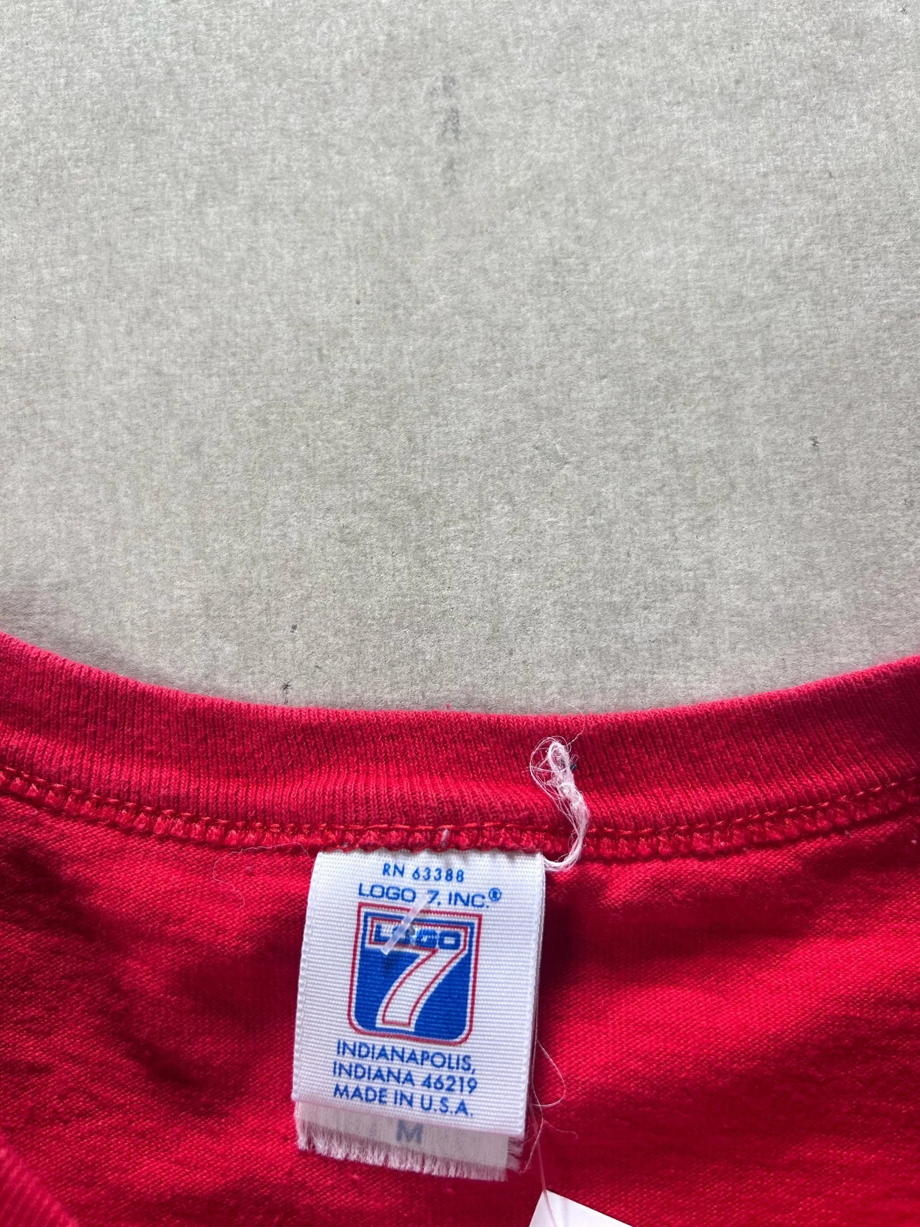 90s Vintage Kansas City Chiefs Logo7 Embroidered Red T Shirt Size M - | Martin City Vintage