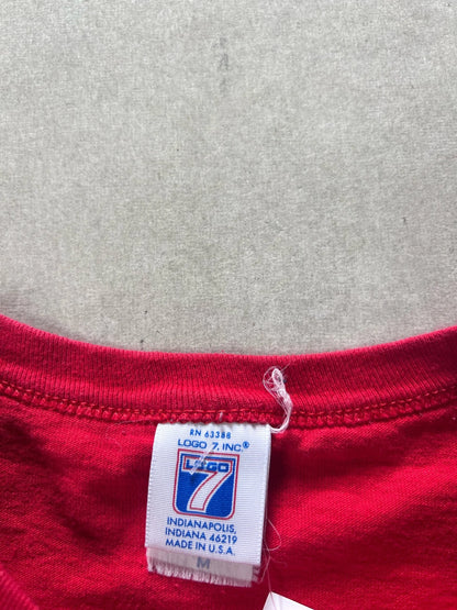 90s Vintage Kansas City Chiefs Logo7 Embroidered Red T Shirt Size M - | Martin City Vintage