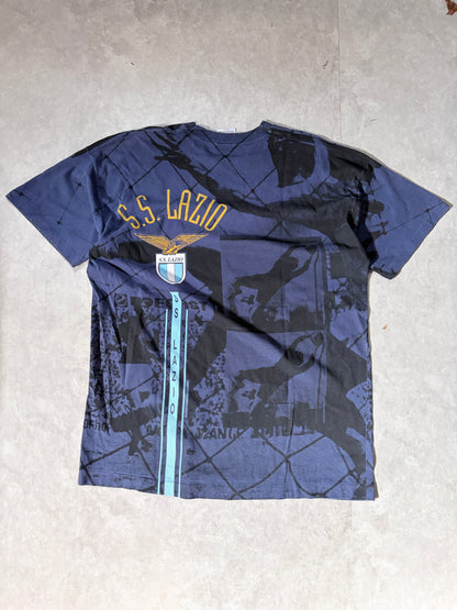 90s Vintage S.S. Lazio Soccer AOP Navy T Shirt -XL