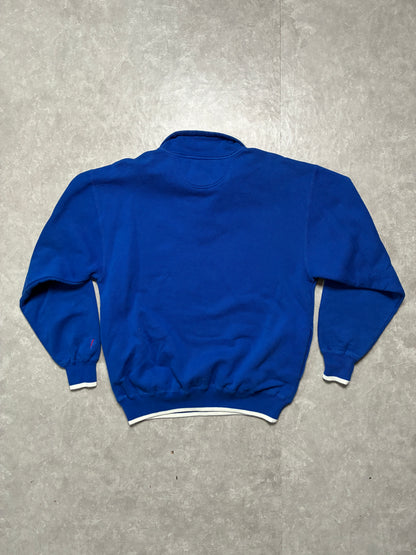 90s Vintage Kansas Jayhawks Pro Player Embroidered Blue Quarter Zip -L