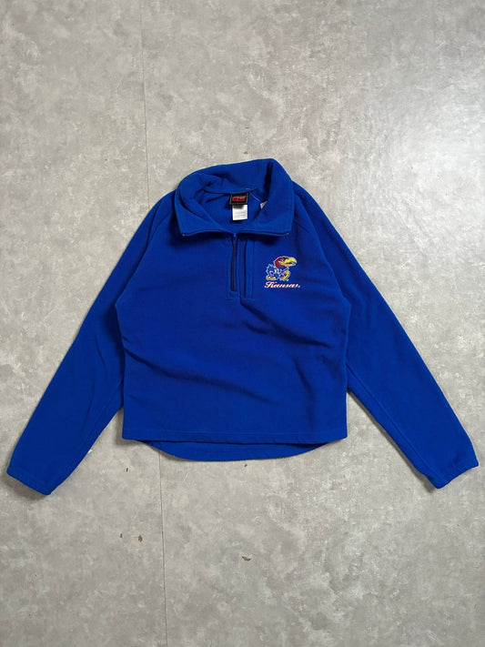 2000s Vintage Kansas Jayhawks Quarter Zip Blue Fleece -M - M | Martin City Vintage