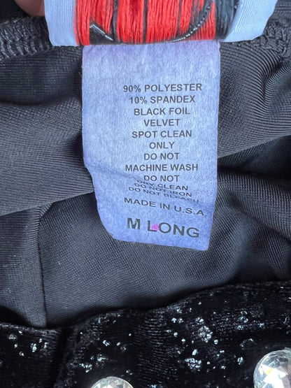 90s Vintage Flocked Velvet Black Pants - M - M | Martin City Vintage