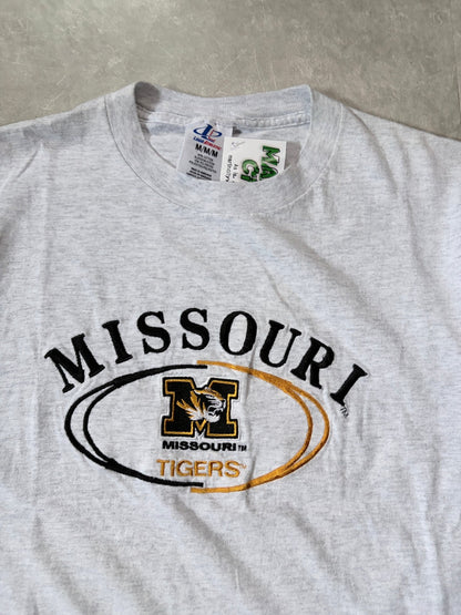 90s Vintage Missouri Tigers Embroidered Heather Grey T-Shirt -M - M | Martin City Vintage