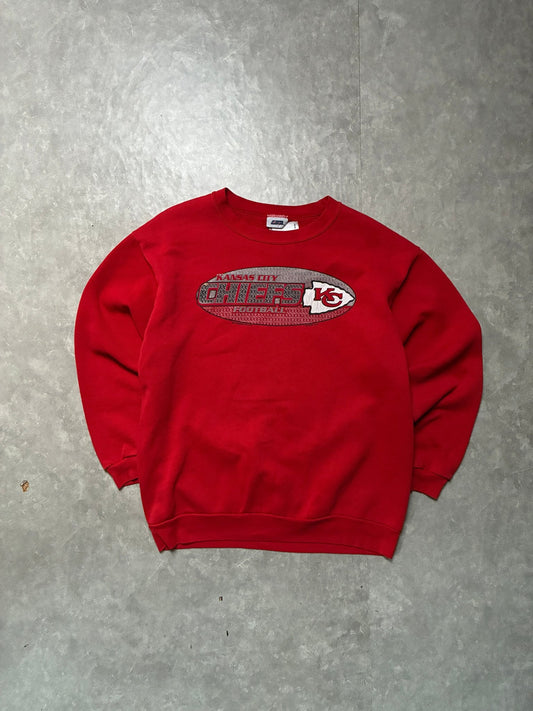 2000s Vintage Kansas City Chiefs Distressed Oval Print Red Crewneck -L - L | Martin City Vintage