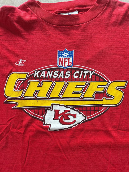 90s Vintage Kansas City Chiefs Logo Athletic Red T Shirt Size L - | Martin City Vintage
