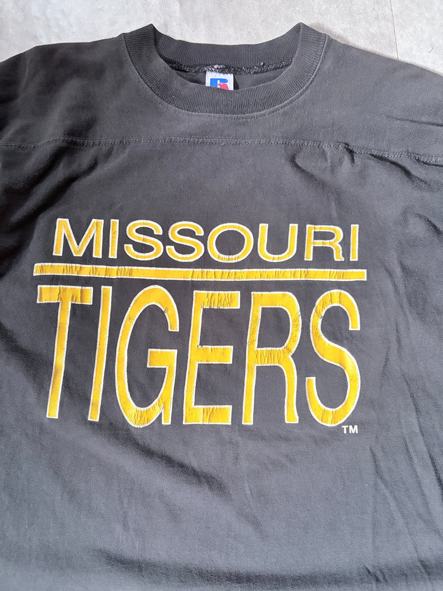 90s Vintage Missouri Tigers 3/4 Sleeve Black Shirt -XL