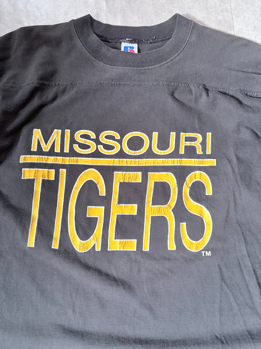 90s Vintage Missouri Tigers 3/4 Sleeve Black Shirt -XL