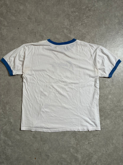 90s Vintage Kentucky Wildcats Embroidered White Ringer T-Shirt -XL