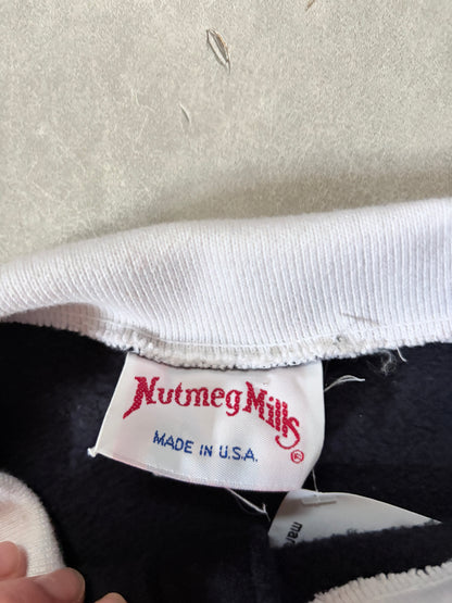 90s Vintage FIFA World Cup Germany Nutmeg Mills Black Striped Crewneck -S