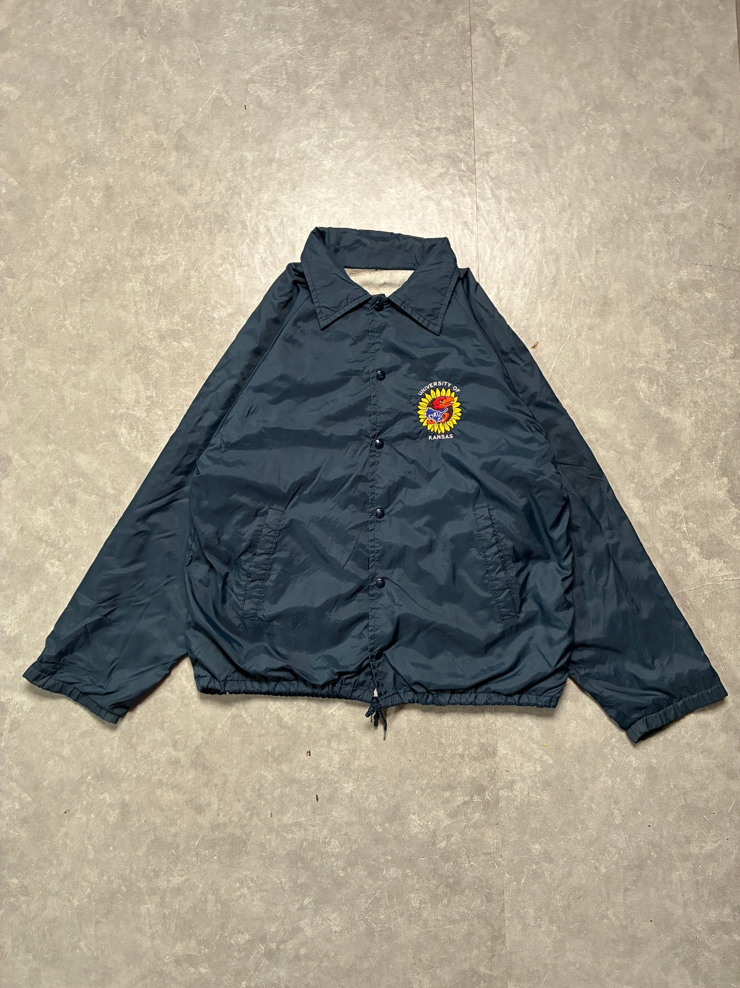 90s Vintage Kansas Jayhawks Navy Bomber Jacket -XL