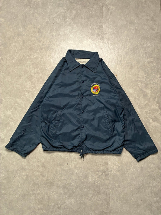 90s Vintage Kansas Jayhawks Navy Bomber Jacket -XL - XL | Martin City Vintage