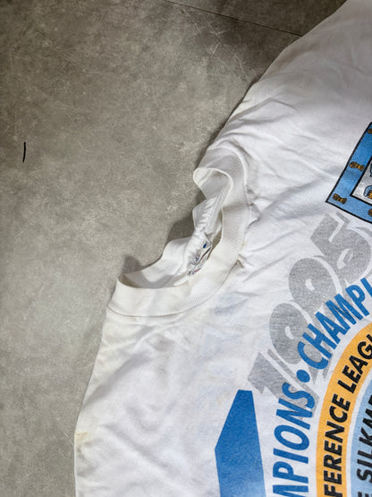 90s Vintage Macclesfield Town Soccer Big Print White T Shirt -XL
