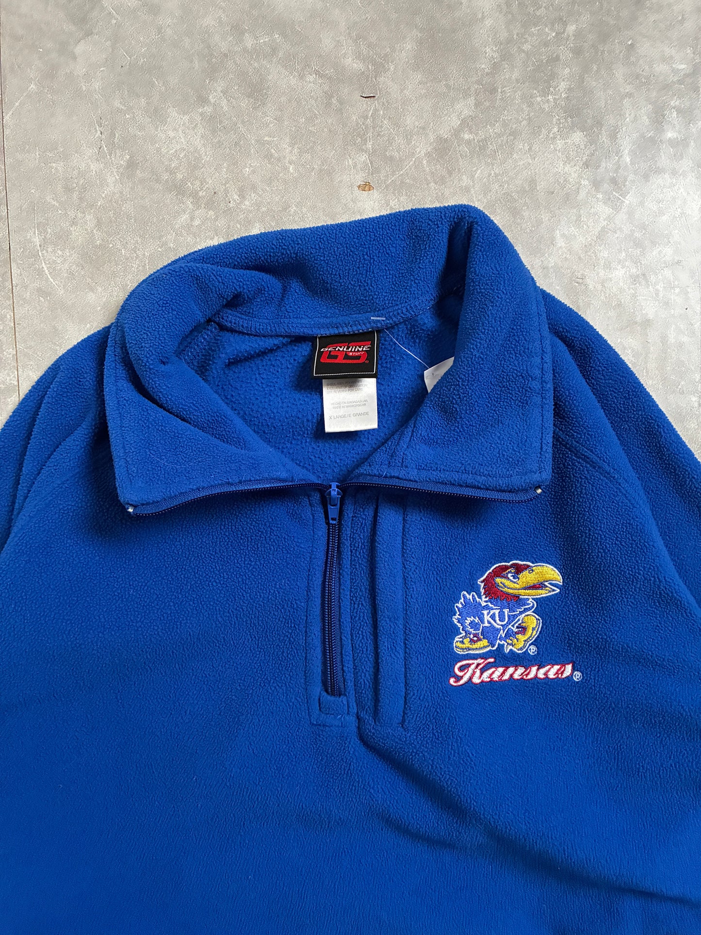 2000s Vintage Kansas Jayhawks Quarter Zip Blue Fleece -M