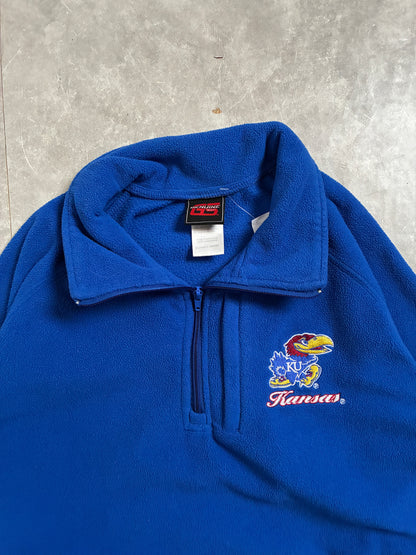 2000s Vintage Kansas Jayhawks Quarter Zip Blue Fleece -M