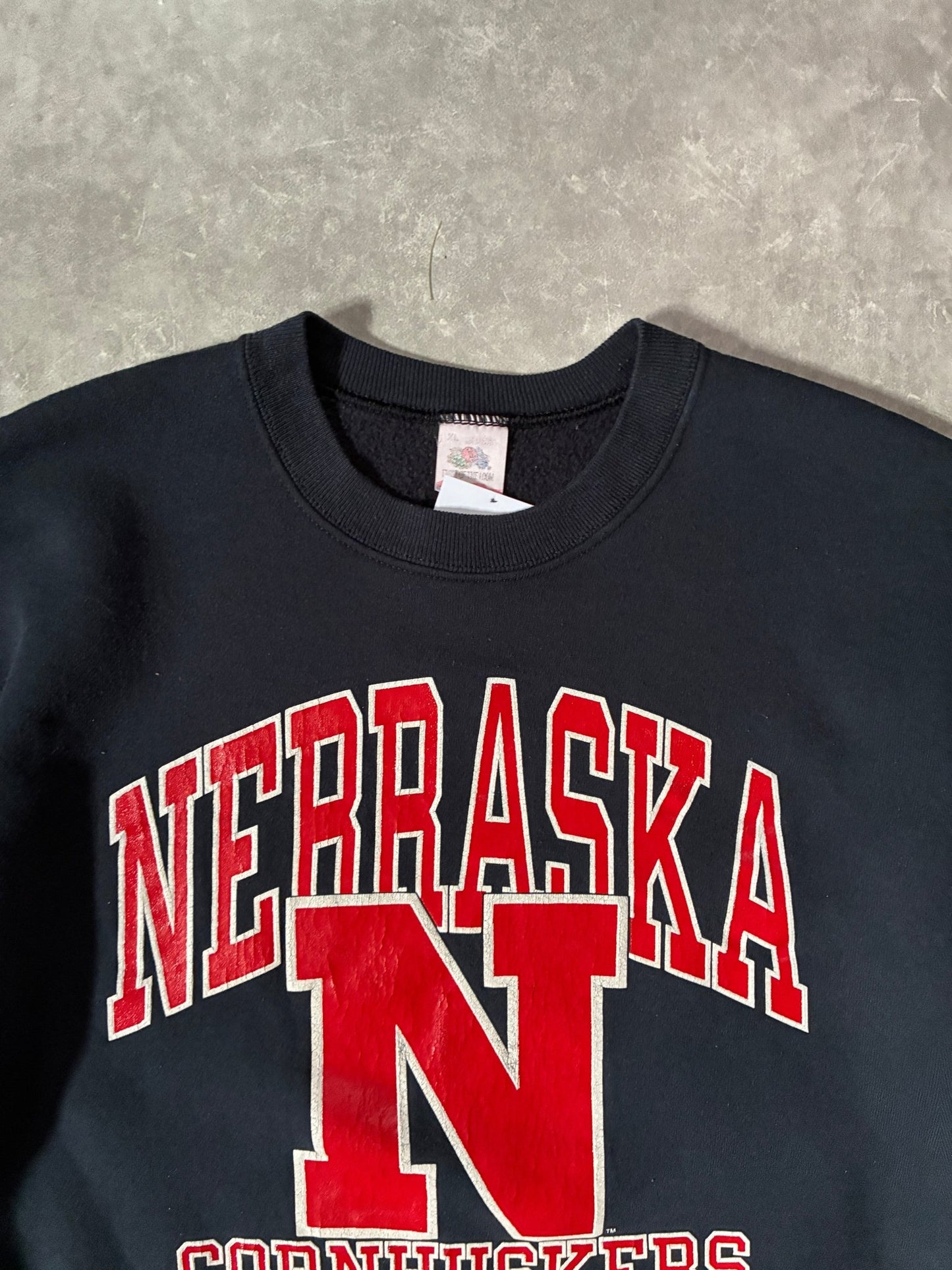 90s Vintage Nebraska Cornhusker Black Crewneck -XL - XL | Martin City Vintage