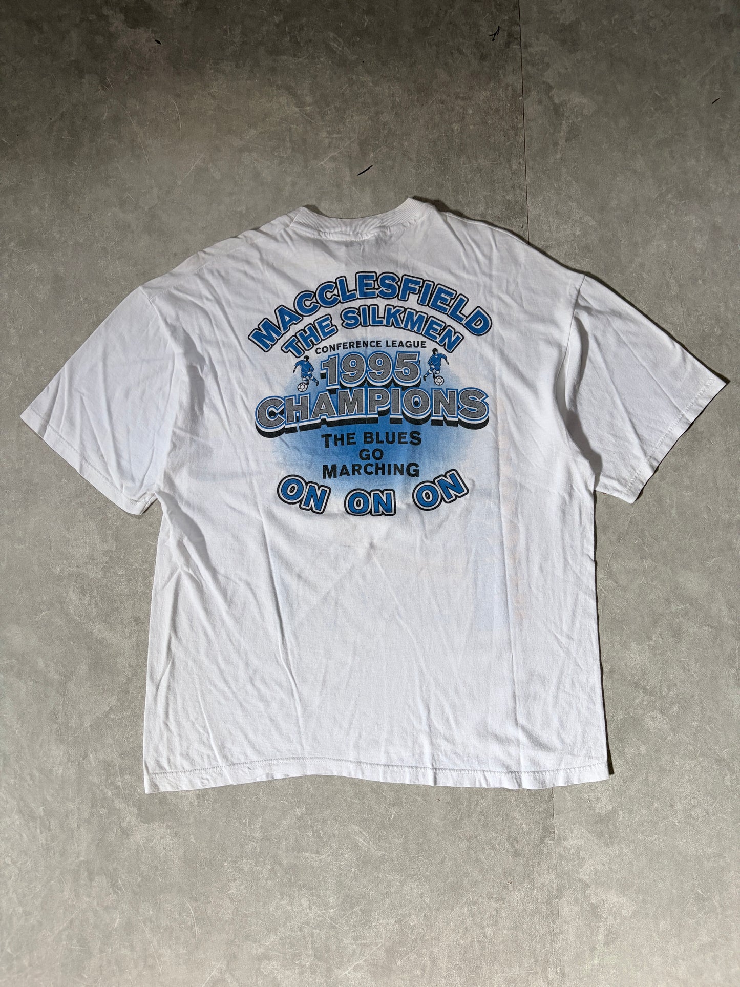 90s Vintage Macclesfield Town Soccer Big Print White T Shirt -XL