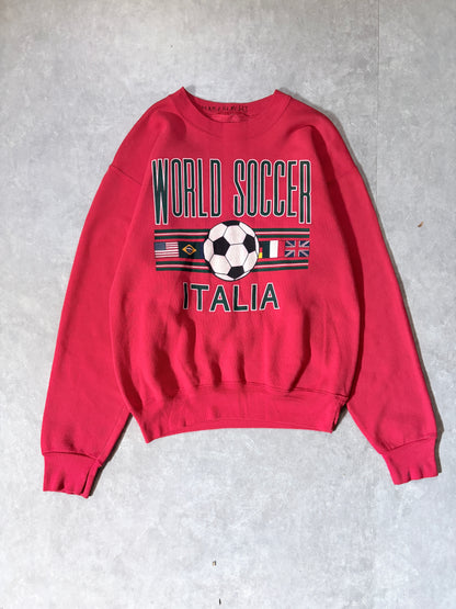 90s Vintage FIFA World Cup Italy Red Crewneck -M