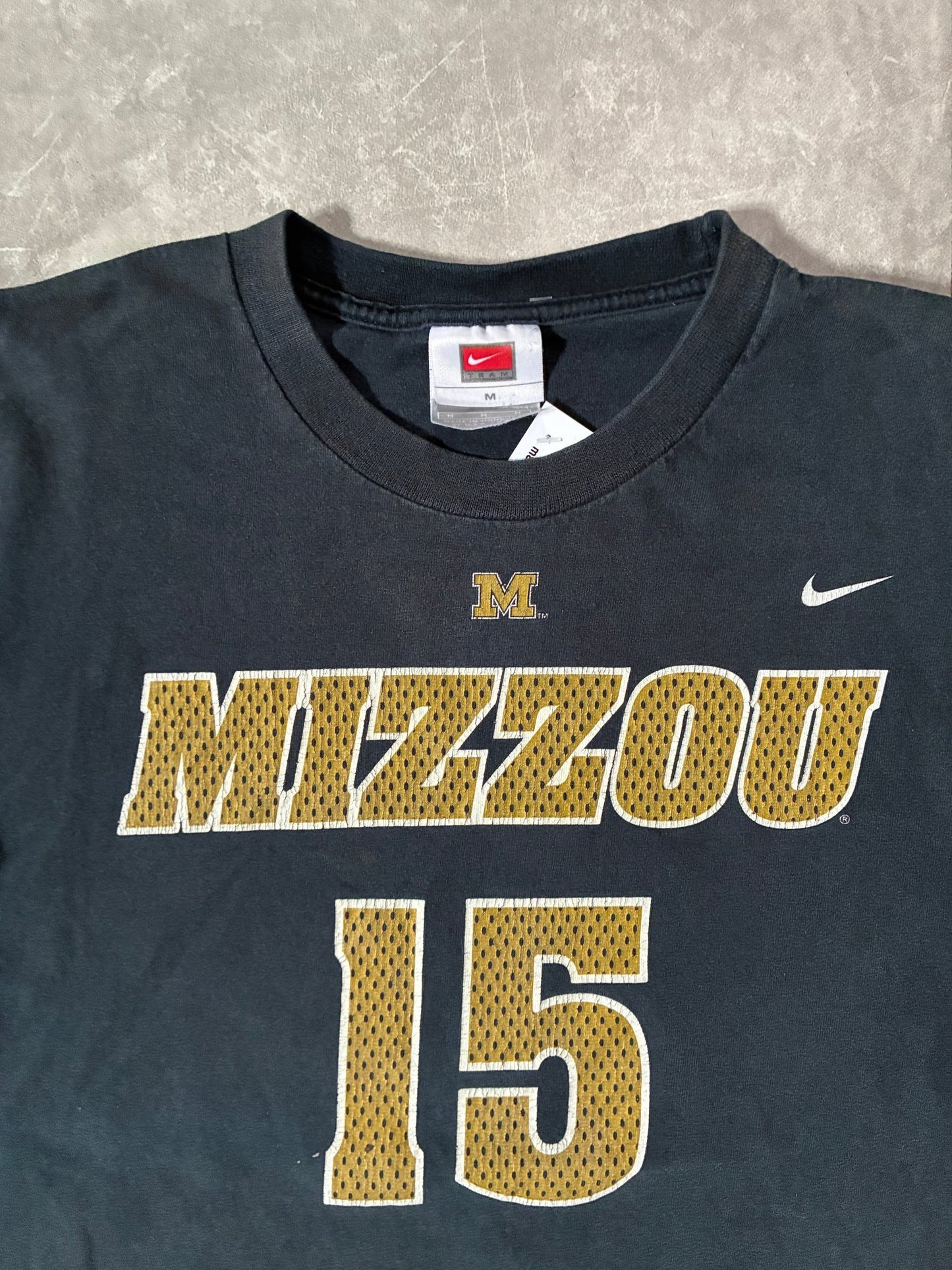 2000s Vintage Mizzou Tigers Nike Faded Black Jersey T-Shirt -M - M | Martin City Vintage
