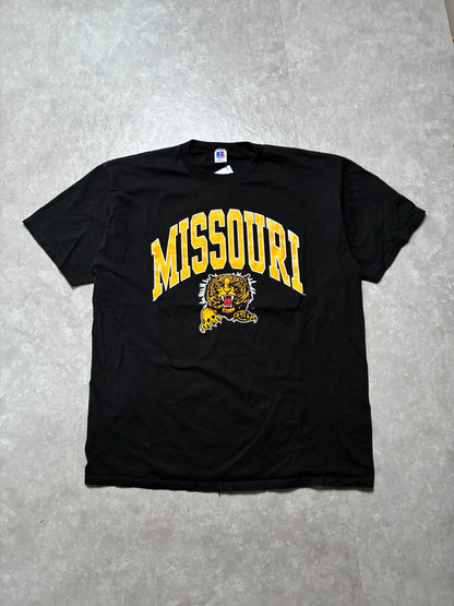 90s Vintage Missouri Tigers Black Russell T-Shirt -XXL