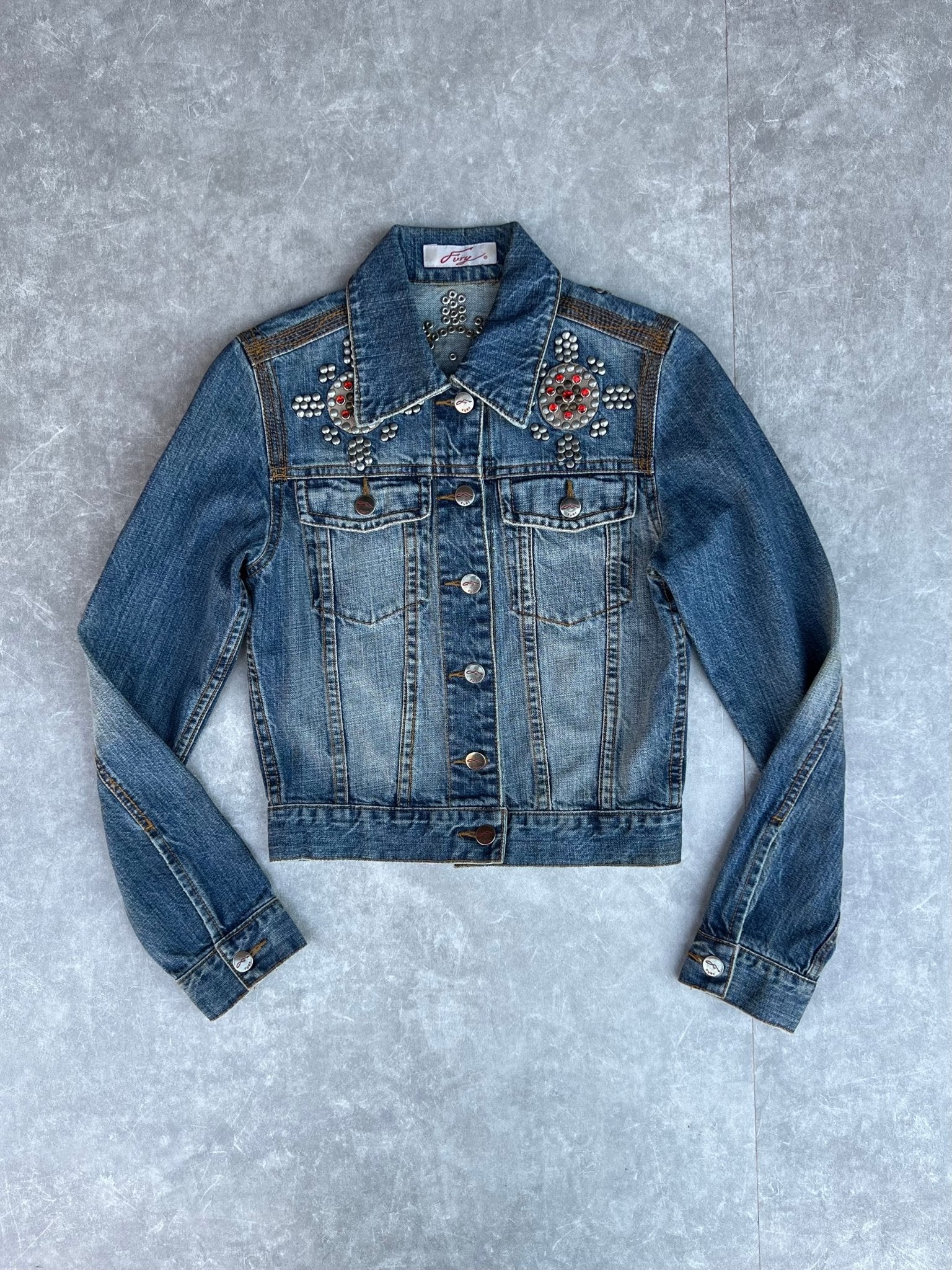 90s Vintage Denim Embellished Jacket - S - S | Martin City Vintage