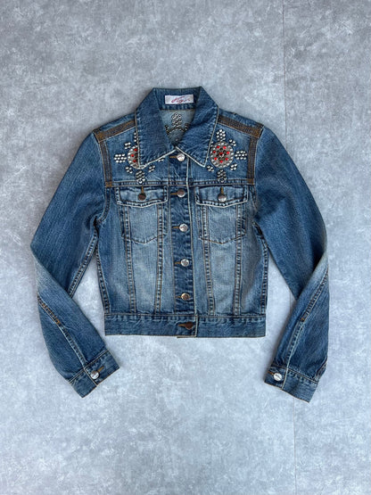 90s Vintage Denim Embellished Jacket - S - S | Martin City Vintage