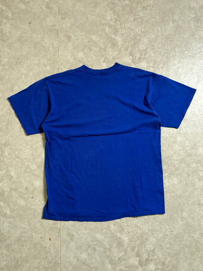 90s Vintage Kansas Jayhawks Embroidered Minimal Blue T-Shirt -XL