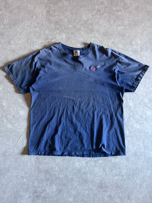90s Vintage Nike Faded Embroidered Navy T Shirt Size L - | Martin City Vintage
