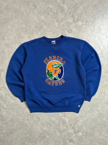 90s Vintage Florida Gators Flock Print Blue Crewneck -L