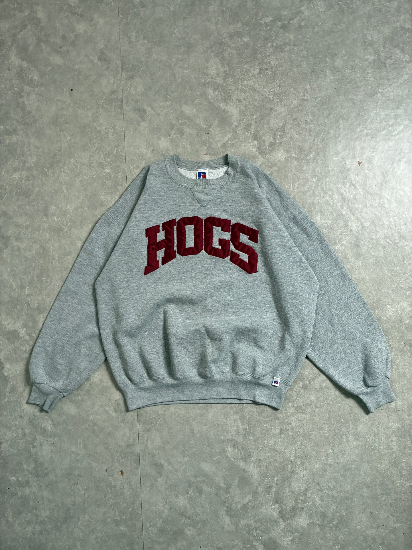 90s Vintage Arkansas Razorbacks Hogs Grey Crewneck -XL