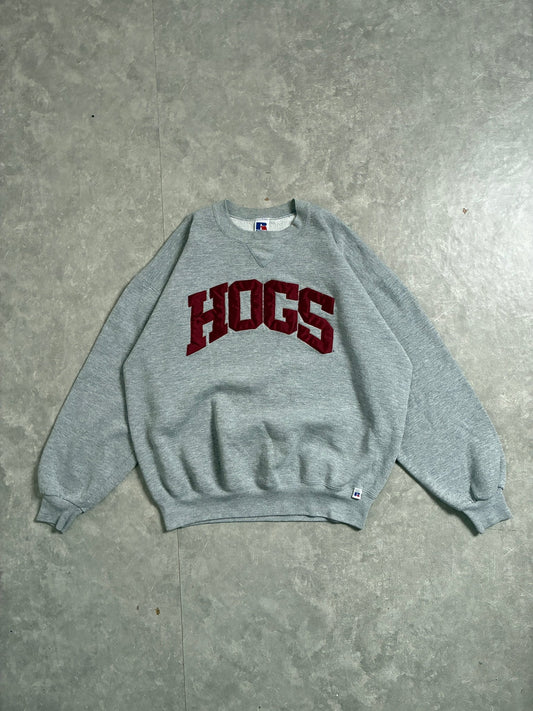 90s Vintage Arkansas Razorbacks Hogs Grey Crewneck -XL - XL | Martin City Vintage