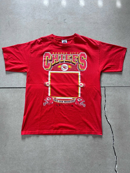 90s Vintage Kansas City Chiefs Athletic Joy Red T Shirt Size L - | Martin City Vintage