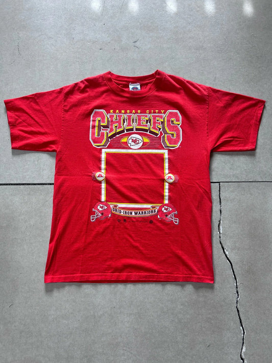 90s Vintage Kansas City Chiefs Athletic Joy Red T Shirt Size L - | Martin City Vintage