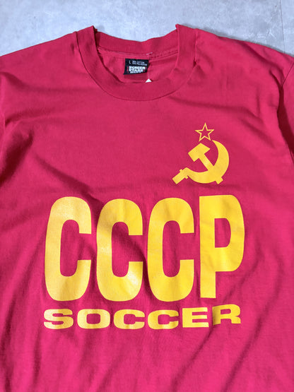 90s Vintage Soviet Union Soccer Red T Shirt -L