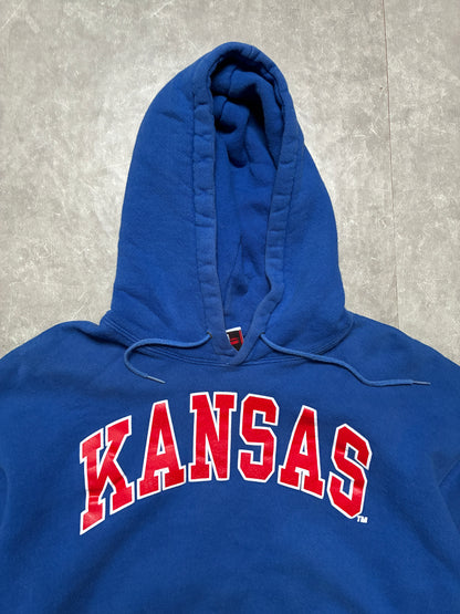 90s Vintage Kansas Jayhawks Legends Blue Hoodie -M